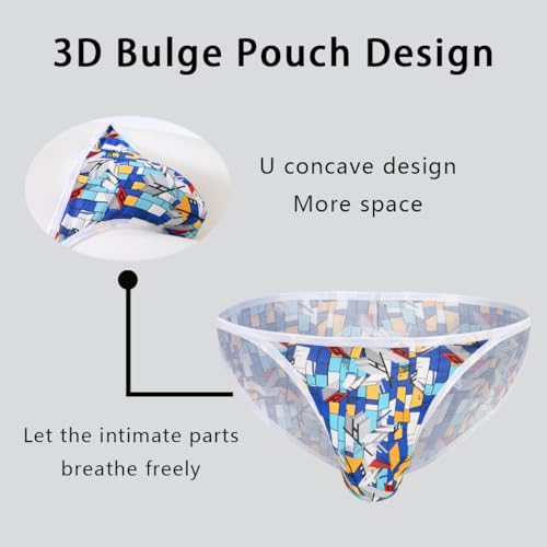 JINSHI Men's Briefs Cotton Underwear Cartoon Print Low Rise Tagless Briefs2