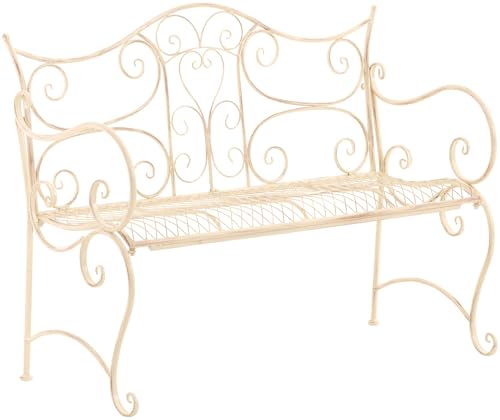CLP Banc De Jardin Tara I Banquette De Jardin en Fer Forgé Style Rustique I Banc D'Extérieur Terrasse Balcon Place Assise pour 2 A 3 Personnes,...