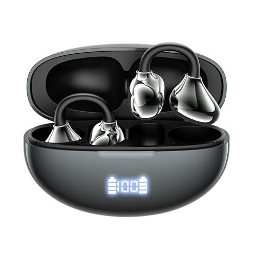 RCA TUNE-88 AI Translator Earbuds Pro, Bluetooth 5.4 Open-Ear Headphones, Real-Time Translation 133 Languages, 20H Playtime, Ultra Bass, Sweatproof Clip-On (Black)