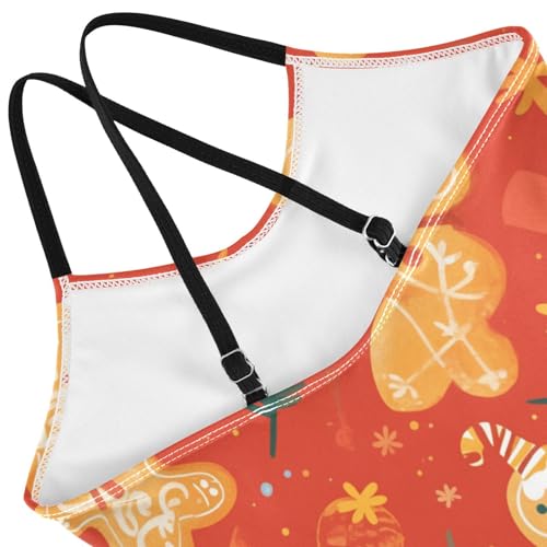 KLL Gingerbread Cookies Toddler Girl 1 Piece Bathing Suit Beach Swimwear with Adjustable Straps Cute4