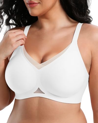 Image of Jelly Bras for Women No Underwire Mesh Wireless Crossover Bra Seamless Full Coverage Lift T Shirt Sleep Bralettes