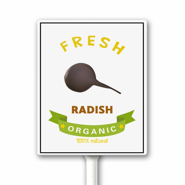 Vintage Radish Metal Sign Outdoor Plant Label Funny Vegetable Garden Sign Vegetable Names for Nursery Indoor Outdoor Garden Decoration Aluminum Sign With Stake 12X15CM