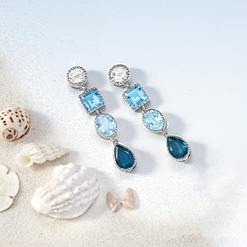 Ross-Simons 10.40 ct. t.w. Tonal Blue and White Topaz Drop Earrings in Sterling Silver3