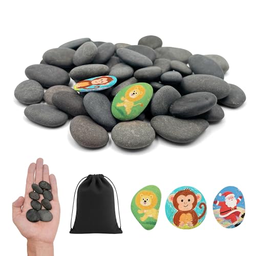 FZSECRIU 48-teiliges Set Steine zum bemalen flach，kieselsteine zum bemalen（3CM），Flache Steine，Steine zum bemalen，Flache Steine zum bemalen，flusskiesel，bastelsteine