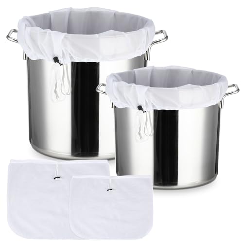 2 Pack Large Reusable Fine Mesh Strainer Bag Drawstring Straining Bag for Straining Straining Bag for Homebrewing Reusable Filter Bags for Straining Home Brew Bag Wine Jam Fruits, 22"×26" & 16"x18"