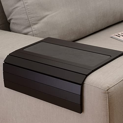 Sofa Couch Arm Tray Table With Eva Base. Weighted Sides. Fits Over Square Chair Arms (Dark Brown) #TOP4