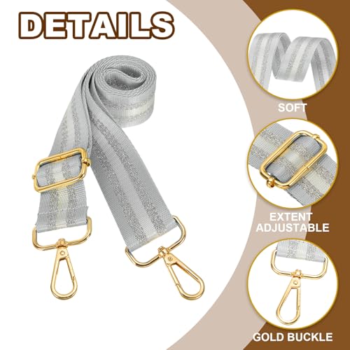 Image of PATIKIL Purse Strap, Wide Shoulder Strap Adjustable Crossbody Bag Straps Universal Replacement Shoulder Bag Belt for Women's Handbags Canvas Guitar Bag Backpack, Silver