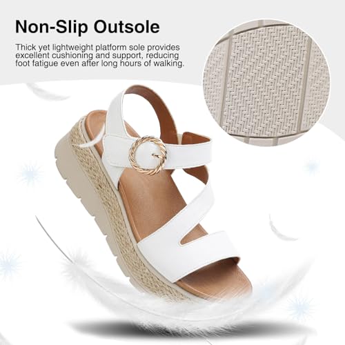 ziitop Womens Wedge Platform Espadrille Sandals with Orthopedic Arch Support Adjustable Ankle Strap Open Toe for Casual Walking by ziitop - Used condition - Image 4