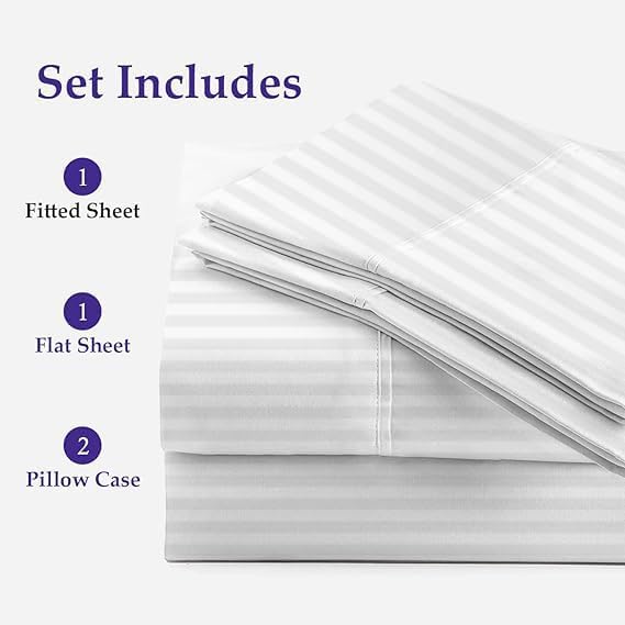 Miniatura 6 de RECCI Juego de sábanas de 4 piezas 100% algodón egipcio de 1000 hilos extra súper suaves tejido de satén con bolsillo profundo de 16 pulgadas,