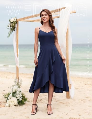 DRESSTELLS Women's Cocktail Party Dress, Formal Wedding Guest High Low Dress, Fit Flare Holiday Prom Dress2