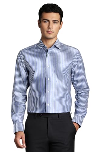 Image of Louis Philippe Men's Easy to Iron Everyday wear Premium Cotton Full Sleeve Stripe Formal Shirt