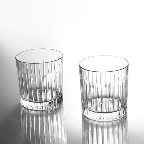 Image of Whiskey Glass Set of 2, 360 ml Crystal Clear Heavy Base Tumblers for Scotch, Bourbon, Cocktails & Old Fashioned Drinks - Premium Bar Glasses for Home & Gifting