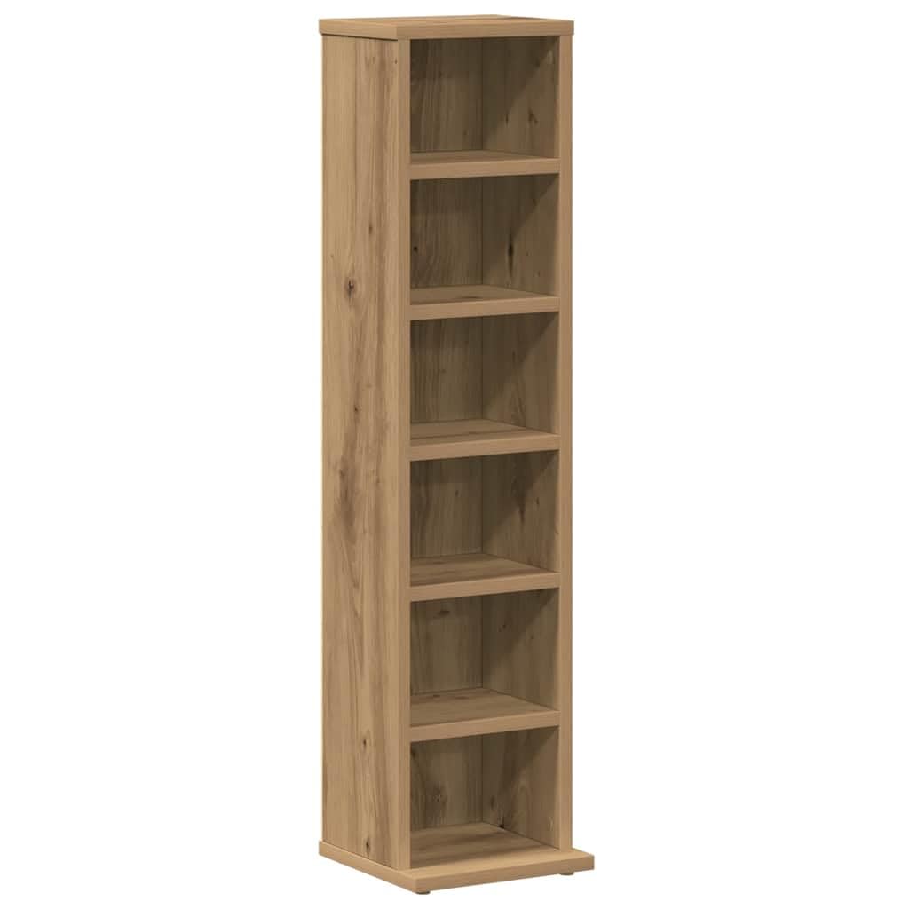 vidaXL CD/DVD Storage Cabinet - Engineered Wood Shelving Unit in Artisan Oak, 21x20x88 cm for Office/Bedroom