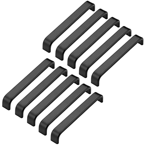 MARGUERASW Lot de 10 Poignée Meuble noir Poignée de Meuble Cuisine noir-Poignée de Porte Poignée Cuisine noire en Alliage de zinc Entraxe 160mm Cover