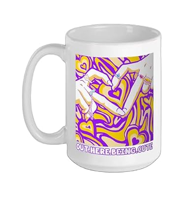 Purple and Golds Out Here Being Cute-gold & Purple Ceramic Mug, White, 15oz