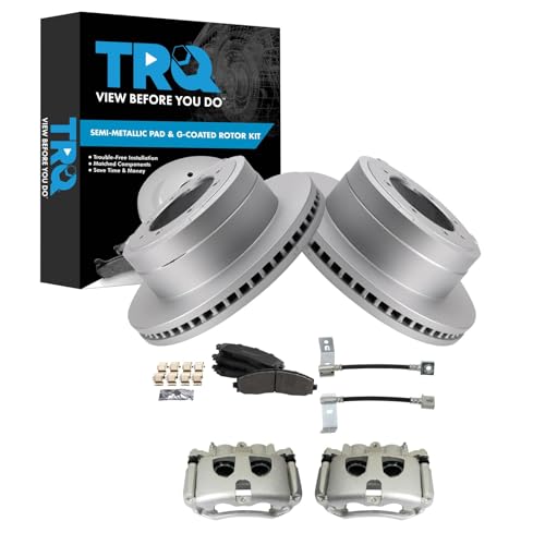 Image of TRQ Rear Brake Pad & Rotor Kit Semi-Metallic Premium G-Coated Compatible with 2017-2021 Ford F-350 Super Duty