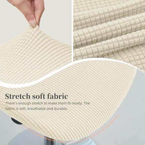 Image of Gollense Bar Stool Covers with Backs, Set of 4 Stretch Jacquard Barstool Seat Covers, Washable Swivel Pub Counter Height Chair Slipcover Protector for Home Kitchen Cafe (Jacquard-Beige)