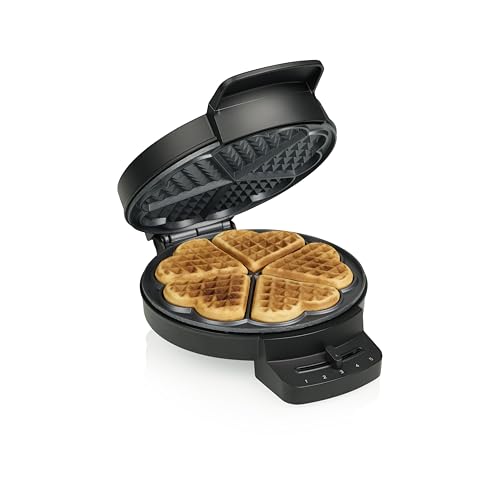 Princess Waffeleisen Deluxe, 5 Herzwaffeln, 1000 W Leistung, Antihaftbeschichtung, Kontrollleuchten, Kompaktes Design, 01.132378.01.001 – Ansicht 1