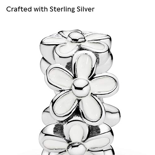 Pandora Jewelry White Daisy Flower Spacer Charm - Stunning Flower Charm For Pandora Charm Bracelets - Perfect Charm For Mom, Sister, Daughter & More - Sterling Silver And Enamel, No Box #TOP2