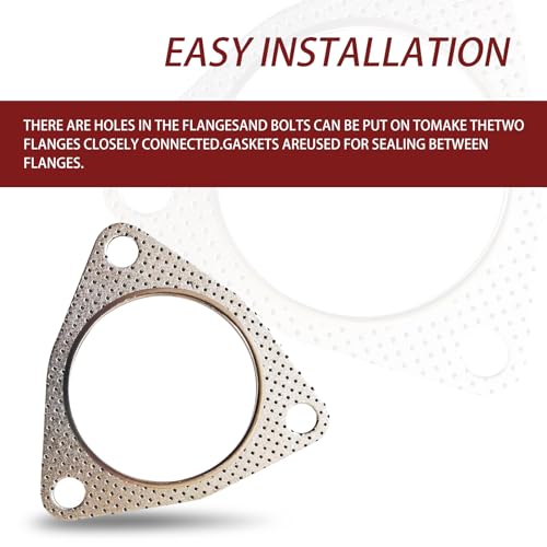 Image of 2 PCS Car Exhaust Pipe Interface Gasket, 2.99 inch ID Thickened Design Metal Three-hole Stable Structure Exhaust Flange Gasket Replacement, Automotive Exhaust Turbo Accessorie for Cars (Silver)