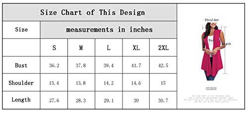 Women's Sleeveless Draped Open Front Cardigan Vest Asymmetric Hem (2Xl, Rose) #TOP6