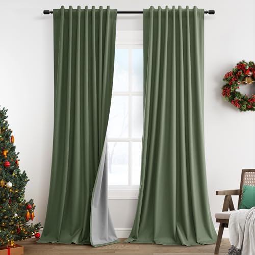 100% Blackout Linen Curtains 84 Inch Length 2 Panels Set
