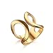 SonMo Edelstahl Für Frauen Damenring Doppel Edelstahl Ringe Frauen Gold Größe 54 (17.2) Breite: 1.9Cm