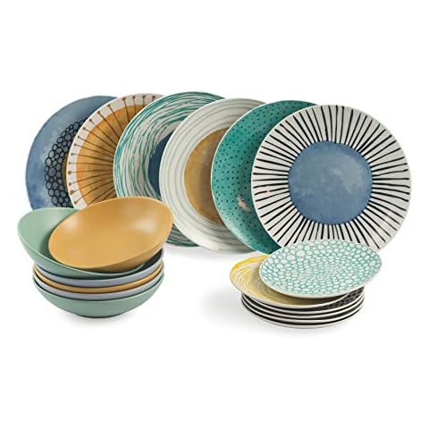 Villa d'Este Home Tivoli 2195378 TAVOLA Table 18 PCS, Porcelain + Stoneware Cover