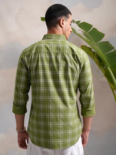 Image of Highlander Men's Slim Fit Checks Shirt | Full Sleeves | Regular Collar | Casual Shirts for Men