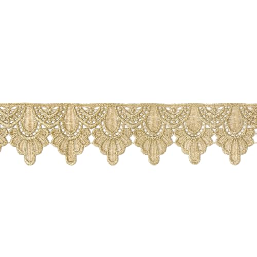 5 Yards Lace Trim Fabric for Sewing 2.36-Inch Wide Gold #B18