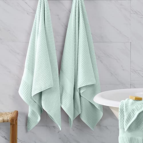 Ny Loft 100% Cotton Towel Set 6 Piece | Super Soft & Absorbent Quick-Dry 2 Bath Towels 2 Hand Towels & 2 Washcloths |Textured And Durable Cotton | Trinity Collection (6 Piece Set, Seafoam) #TOP2