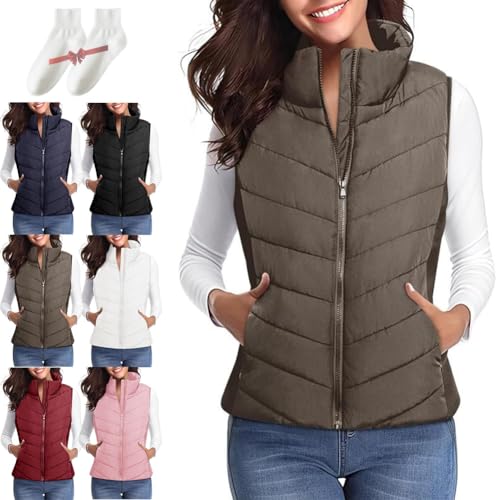 ELEGY Puffer Vest Women Sleeveless Zip up Outerwear, Cozy Without Bulk, Lightweight Stand Collar Quilted Vest Jacket