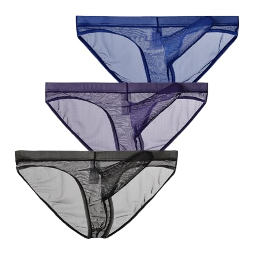 Men's Sheer Mesh Bikini Elephant Nose Briefs Underwear Breathable Ultra Thin Briefs