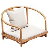 XHKJYSDP Wooden Japanese Floor Chair with Cushion, Multifunctional Tatami Armchair with Backrest, Accent Meditation Legless Back Rest Chairs for Living Room, Bedroom, Balcony