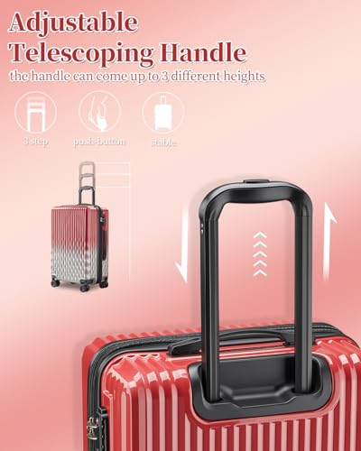 Image of Checked Luggage, 24 Inch Hardside Suitcase, Lightweight Hardshell with TSA Lock, Large Suitcase with Spinner Wheels