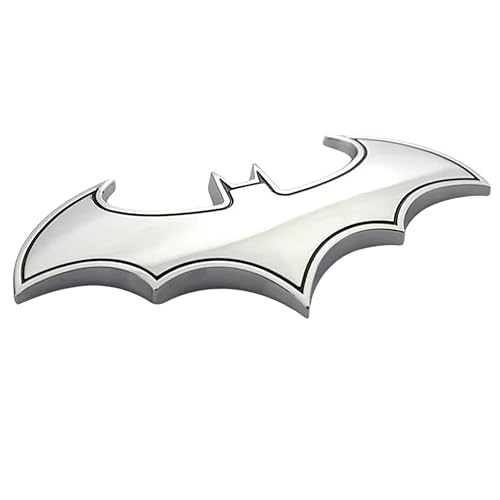 Stainless Steel Bat Batman Car Emblem Decal Badge Fan Batwing Batarang Symbol 3D Auto Badge (Silver)