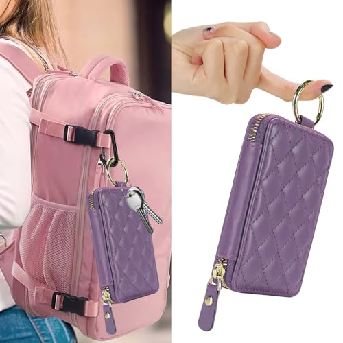 Image of Compatible with MagSafe Wallet,Magnetic Wallet for iPhone 17 /16 Pro Max /15 Pro /14 Plus /13 /12 Series,PU Leather Zipper Pocket Card Holder Adjustable Stand-Light Purple