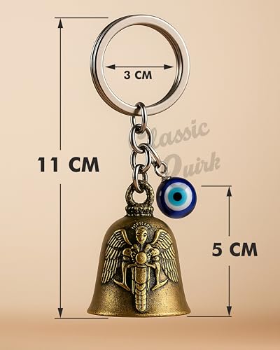 Image of Classic Quirk Evil Eye Hooked Guardian Bell Keychain - Protective Lucky Charm Bell with Clip Hook for Bike, Car, Key & Bag | Spiritual Good Luck Talisman Gift