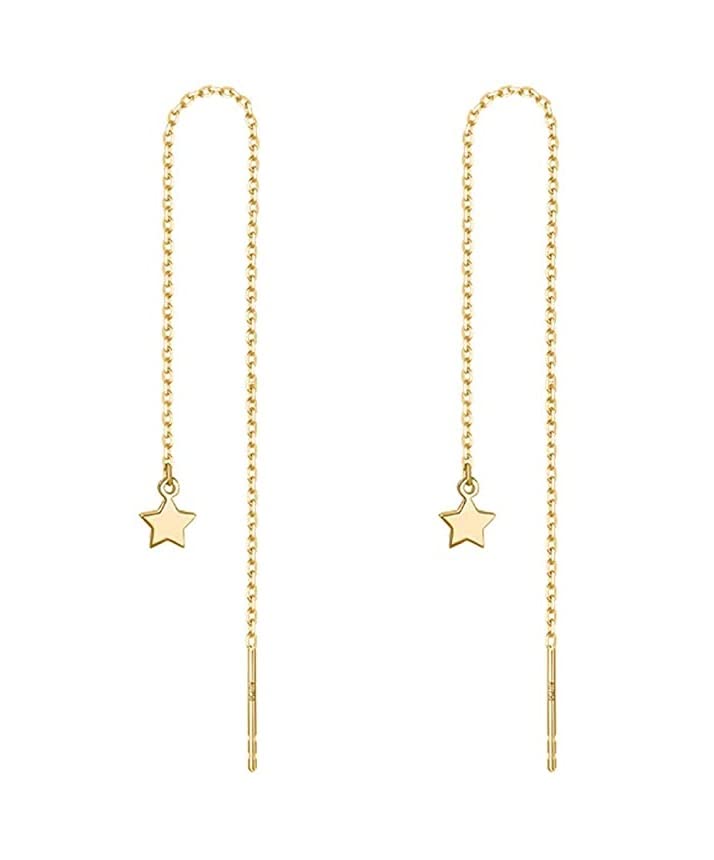 El Regalo Gold Plated Plated Minimalist Long Thin Tassel Elegant Threader Dangle Chain Earrings for Girls & Women (Golden Star Threader) (B09XTMG54G) Amazon Price History, Amazon Price Tracker
