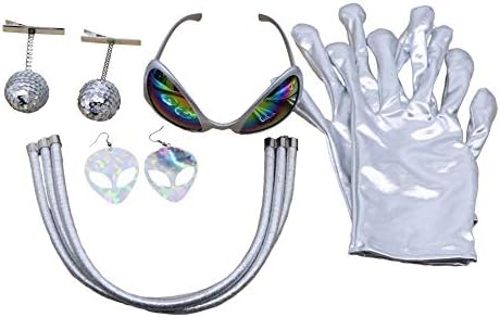 Western Fashion 5 Piece Silver Metallic Alien Dress-Up Kit image 3