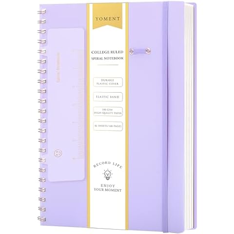 Yoment Spiral Notebook 8.5 x 11 A4 Large Notebooks for Work College Ruled Journaling Notebooks, 100 GSM Paper, Spiral Bound Journal for School Note Taking Writing, A4 Purple Cover