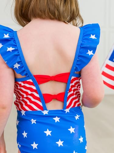 Image of RuffleButts Girls UPF50+ Sun Protection Sleeveless Pinafore One Piece Swimsuit