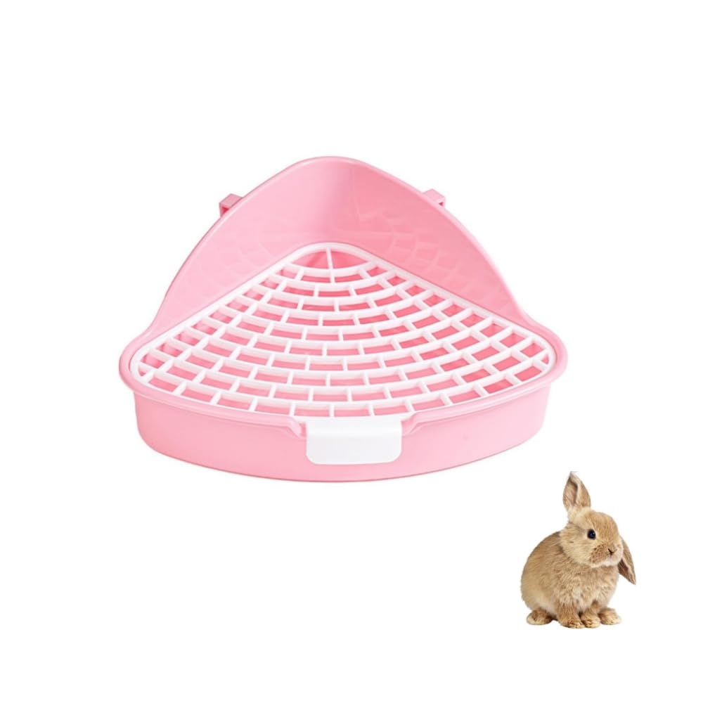 Caja de Arena para Conejos con Rejilla, Inodoro para Mascotas, Bandeja higiénica Reutilizable, arenero para roedores, Esquina de baño fácil instalación, Bandeja Sanitaria para Chinchillas y cobayas