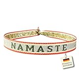 happymaker - Namaste Armband, Armband Damen Boho, Stoffarmband mit Statement und Lotusblüte für Frauen, wasserfest und handmade in Deutschland