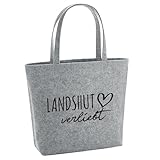 Huuraa Einkaufstasche Landshut verliebt Geschenk 22 Liter Grey Melange Filz Landshut Accessoire