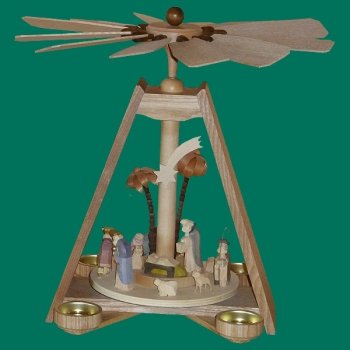 Pyramide de Noël en bois marron 33cm Rudolphs Schatzkiste déco de table Erzgebirge