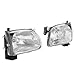 HECASA Headlight & Corner Light w/Bulbs Compatible with 2001-2004 Toyota Tacoma Replacement for TO2503136 TO2502136 Halogen Front Headlamp Bumper Head Lights Clear Lens Black Housing Clear Trim LH&RH