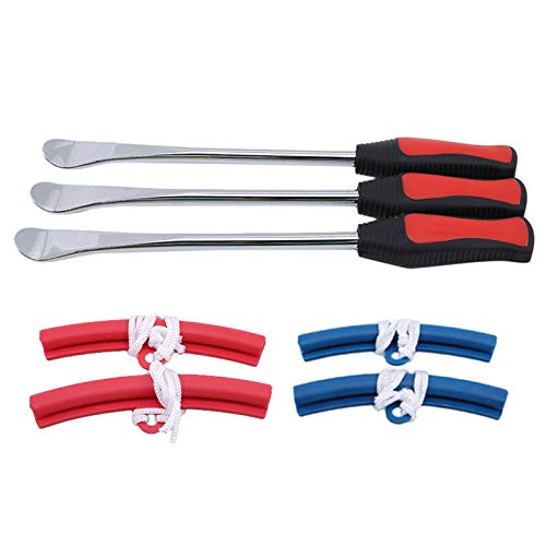 P1Tools Tire Spoons Lever Iron Tool, 11.5" Professional Steel Tire Changing Kit Tool For Dirt Bike, Motorcycle Tire Changing Kit With 3 Tire Irons 4 Rim Protectors #TOP1