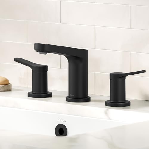 KRAUS Indy Widespread Bathroom Faucet in Matte Black with 2 Handles, Pop Up Drain and Supply Lines, FUS-14103MB thumbnail 4