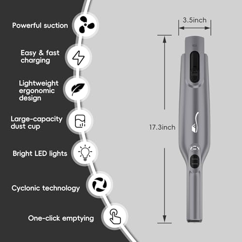 Image of Cordless Handheld Vacuum, Lightweight Portable Hand Vacuum Cleaner with LED Light,Rechargeable Hand Held Vacuum with One-Touch Empty, Powerful Suction for Office, Home,Car, Coal